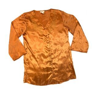Inner Most VINTAGE Embroidered Gold Tone Nightgown - Size‎ S